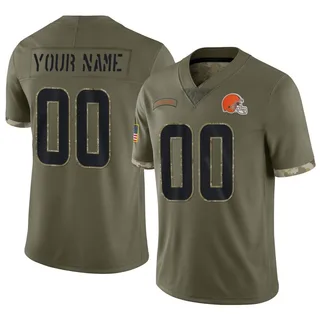 Custom Cleveland Browns Men's Limited Custom 2022 Salute To Service Jersey - Olive