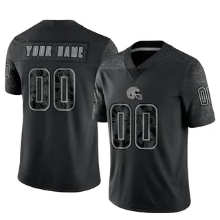 Custom Cleveland Browns Men's Limited Custom Reflective Jersey - Black