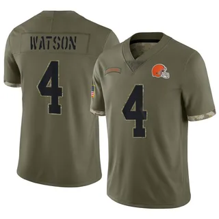 Deshaun Watson Cleveland Browns Men's Limited 2022 Salute To Service Nike Jersey - Olive