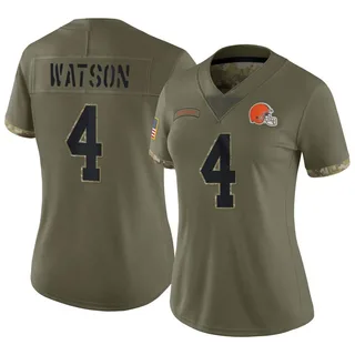 Deshaun Watson Cleveland Browns Women's Limited 2022 Salute To Service Nike Jersey - Olive