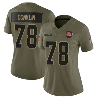 Jack Conklin Cleveland Browns Women's Limited 2025 Salute to Service Nike Jersey - Olive