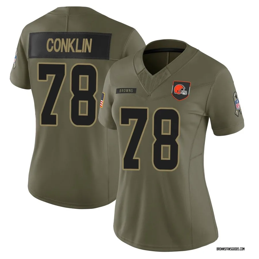 Jack Conklin Cleveland Browns Women's Limited 2025 Salute to Service Nike Jersey - Olive