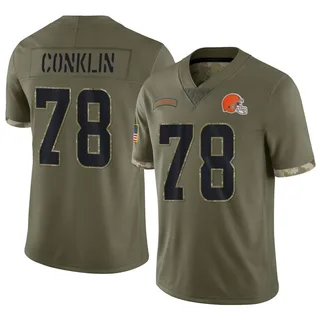 Jack Conklin Cleveland Browns Youth Limited 2022 Salute To Service Nike Jersey - Olive