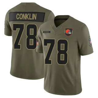 Jack Conklin Cleveland Browns Youth Limited 2025 Salute to Service Nike Jersey - Olive