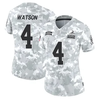 Women's Deshaun Watson Cleveland Browns Women's Limited Arctic Camo 2024 Salute to Service Nike Jersey